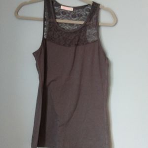 Lacey Gray Camisole Tank Top, Sleeveless Casual Wear